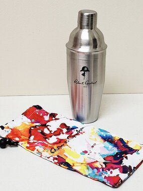 Designer Martini Cocktail Shaker Set ROBERT GRAHAM w/ Bag Collectible USA New